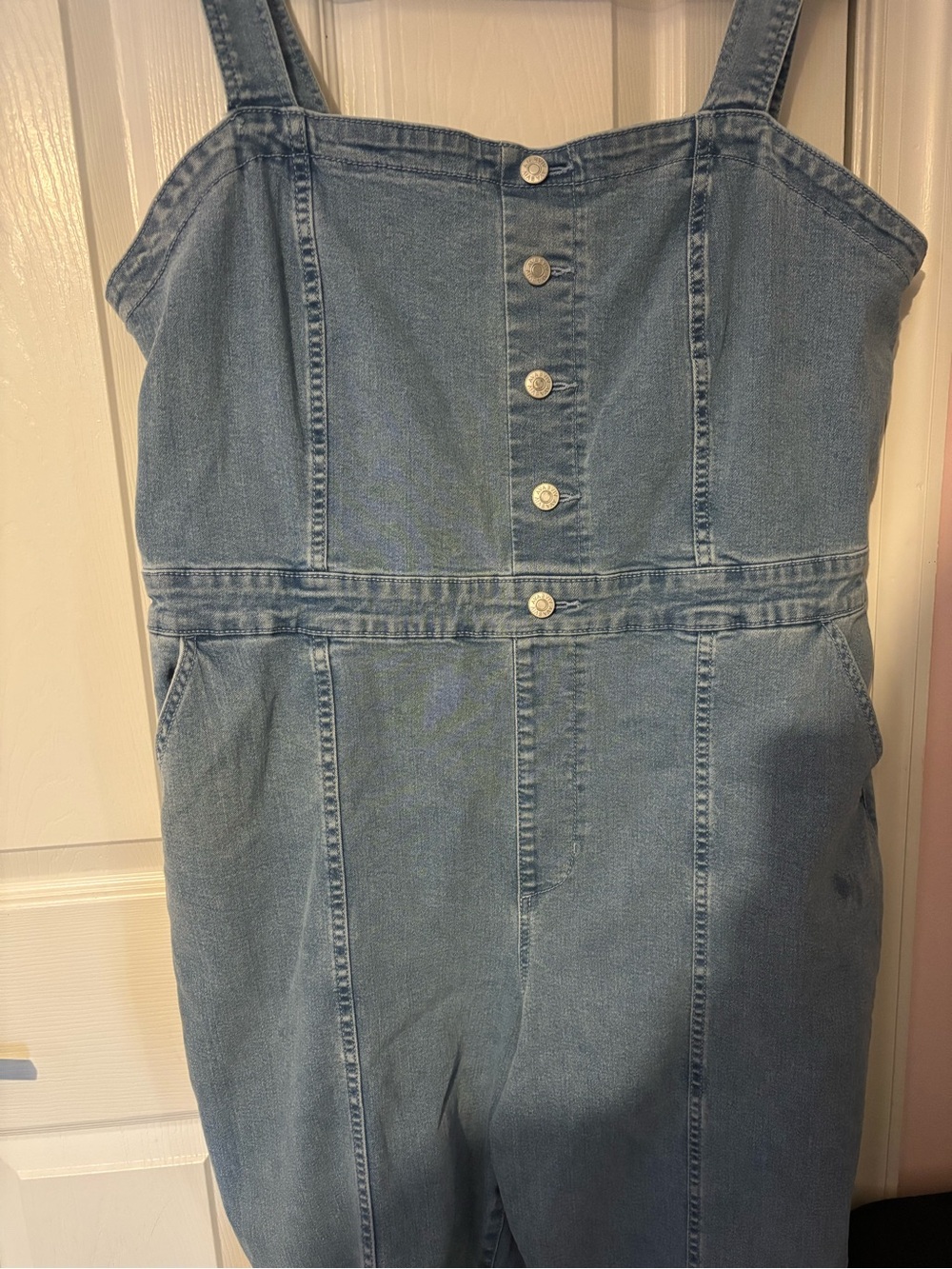 Ava & Viv Light Blue Denim Overalls Jumpsuit